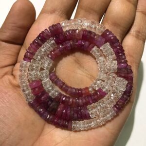 Natural Pink Sapphire Faceted Tyre Shape Pink Sapphire Faceted Beads 6-8mm Sapphire Gemstone Beads 18”sapphire Strand Jewelry beadsry