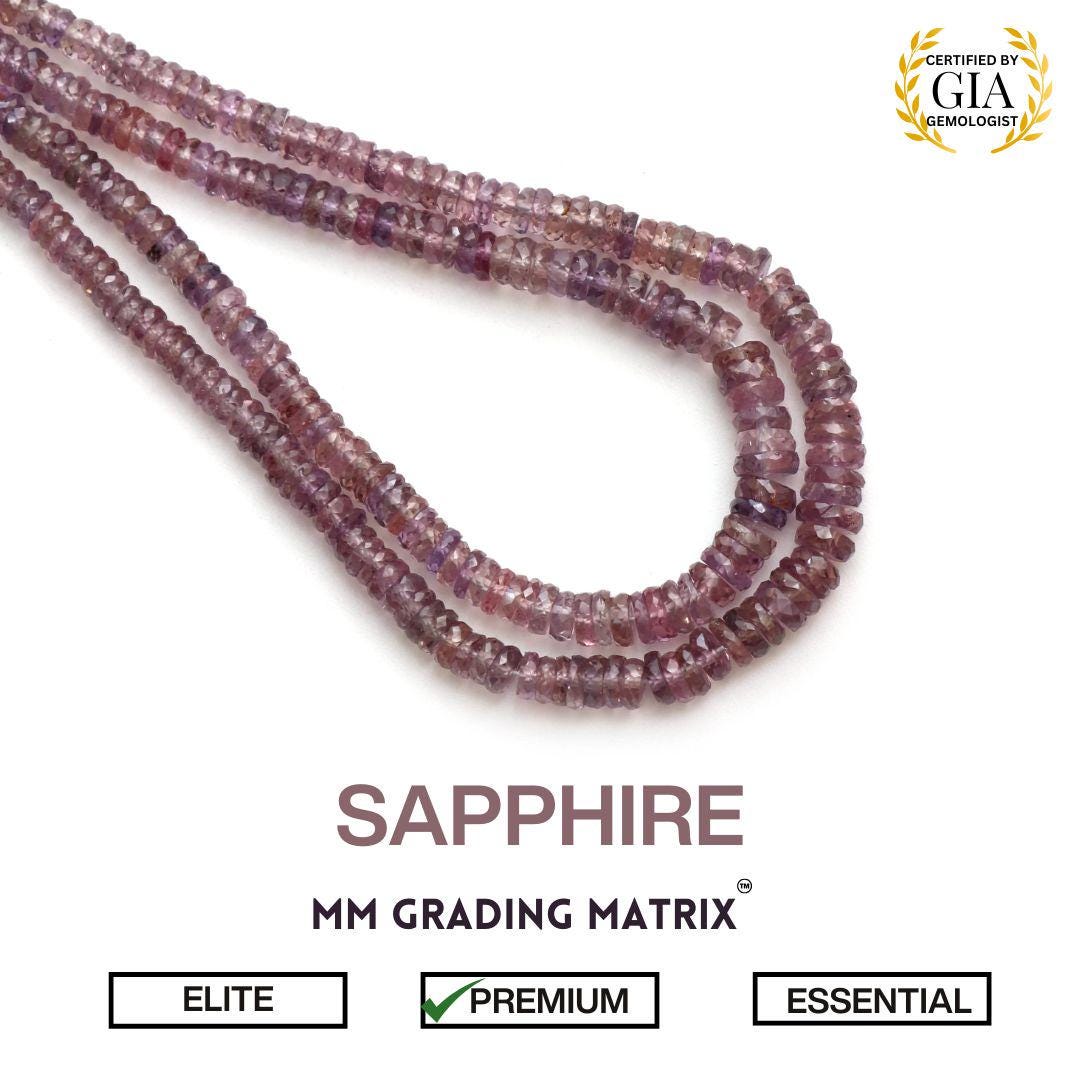 Natural Sapphire Faceted Tyre Beads, 3 Mm To 5.5 Mm, Pink Sapphire Faceted Gemstone Beads, Button Shape Sapphire Bead Strand 18"