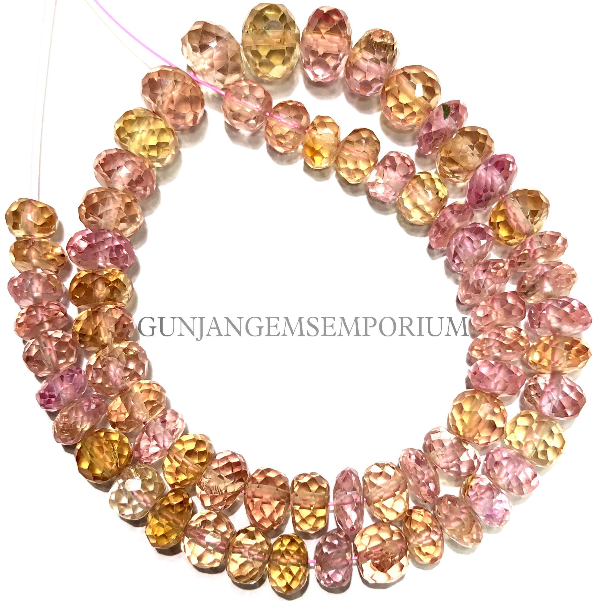 Pink Padparadscha Sapphire Beads Aaaa Rare Peach Pink Sapphire Faceted Rondelle Beads Sapphire Gemstone Beads 6/7mm Jewelry Making Gemstone