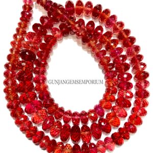 Padparadscha Sapphire Faceted Beads AAAA+ Rarest Dark Orange Sapphire Beads Faceted Sapphire Rondelles Pink Sapphire Gemstone Wholesale Bead