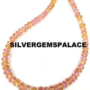Padparadscha Pink Sapphire Faceted Rondelle Beads Pink Grapefruit Sapphire Gemstone Beads 6/7mm Rondelle Beads Jewelry Making Beads 10”