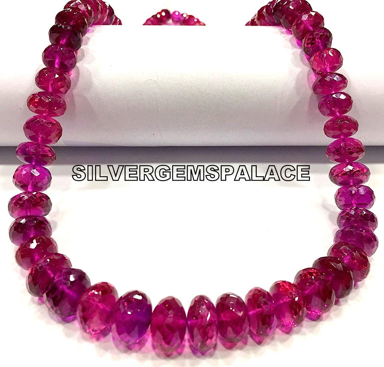Rarest~aaaa+ Pinkish Purple Sapphire Faceted Rondelle Beads Sparkly Pink Sapphire Gemstone Beads Gorgeous Sapphire Beads String 18”