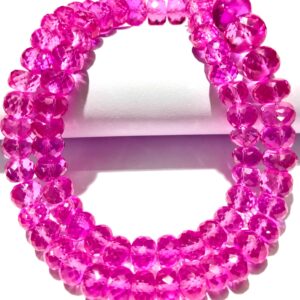 Rarest~~AAAA+ Pink Sapphire Faceted Rondelle Beads Pink Sapphire Gemstone Beads Sparkling Pink Sapphire Rondelle Beads Strand Wholesale Bead