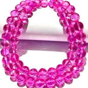 Rarest~~AAAA+ Pink Sapphire Faceted Round Beads Pink Sapphire Gemstone Beads Sparkling Pink Sapphire Balls Sapphire Beads Strand Wholesaler