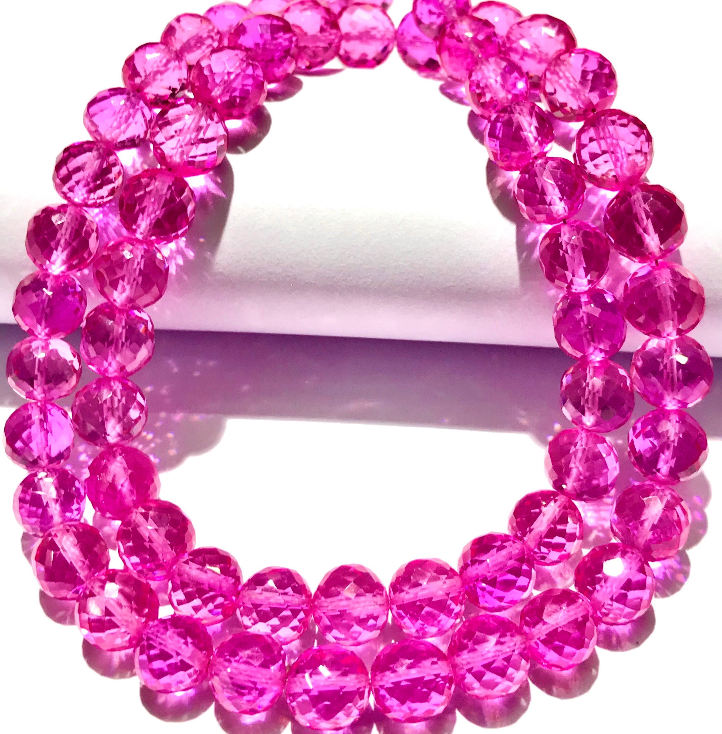 Rarest~~aaaa+ Pink Sapphire Faceted Round Beads Pink Sapphire Gemstone Beads Sparkling Pink Sapphire Balls Sapphire Beads Strand Wholesaler