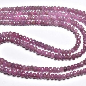 Pink Sapphire Rondelle Beads - 7 Inches - Natural Beautiful Pink Sapphire Faceted Rondelle - Size Is 3.50-5mm #476