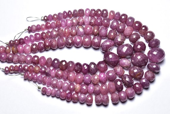Pink Sapphire Rondelle Beads - 7 Inches - Natural Faceted Pink Sapphire Rondelle - Size Is 5 - 10.5 Mm #2738