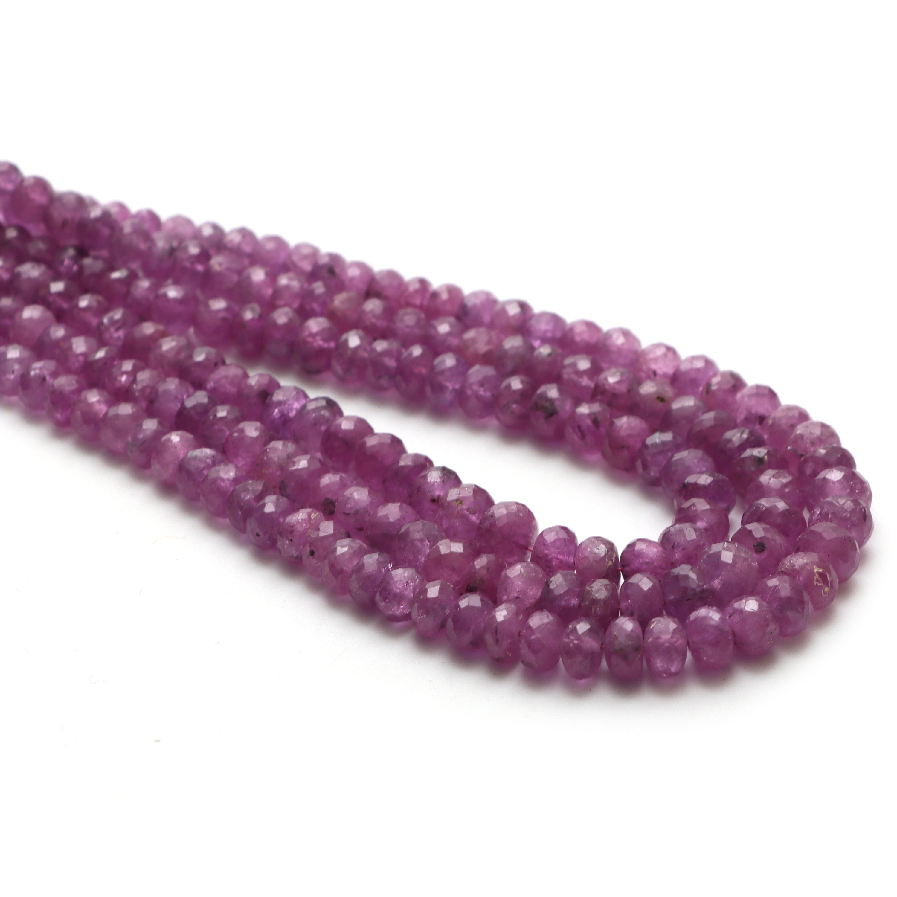 Pink Sapphire Faceted Rondelle Beads, 4.5 Mm To 7 Mm, Sapphire Jewelry Making Beads, Sapphire Beads, 8 Inch/18 Inch Strand, Price Per Strand