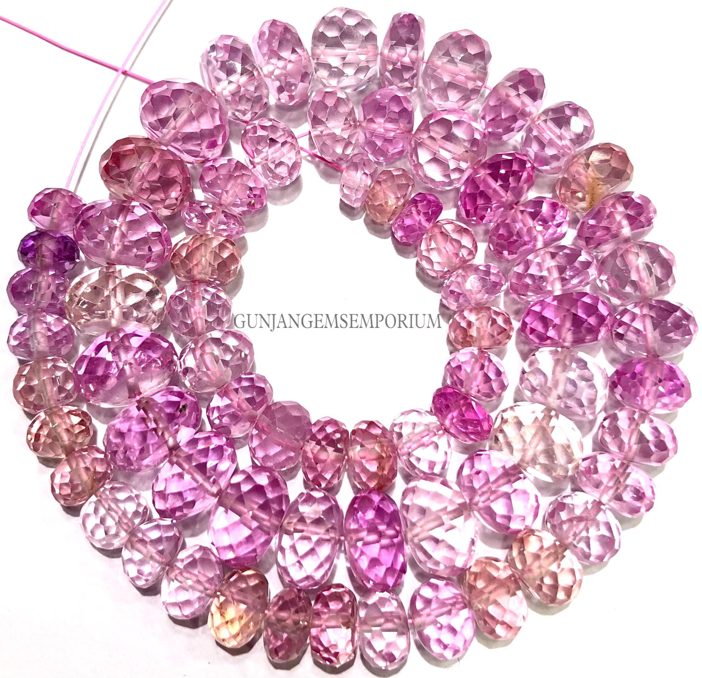 Shady Pink Sapphire Beads Aaaa+ Top Quality Pink Sapphire Faceted Rondelle Beads Sapphire Gemstone Jewelry Wholesale Faceted Sapphire Beads