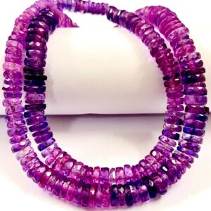Sparkling~AAA+ Mix Pink Purple Sapphire Gemstone Beads Pinkish Purple Sapphire Faceted Tyre Beads Sparkling Disco Pink Sapphire Jewelry Bead