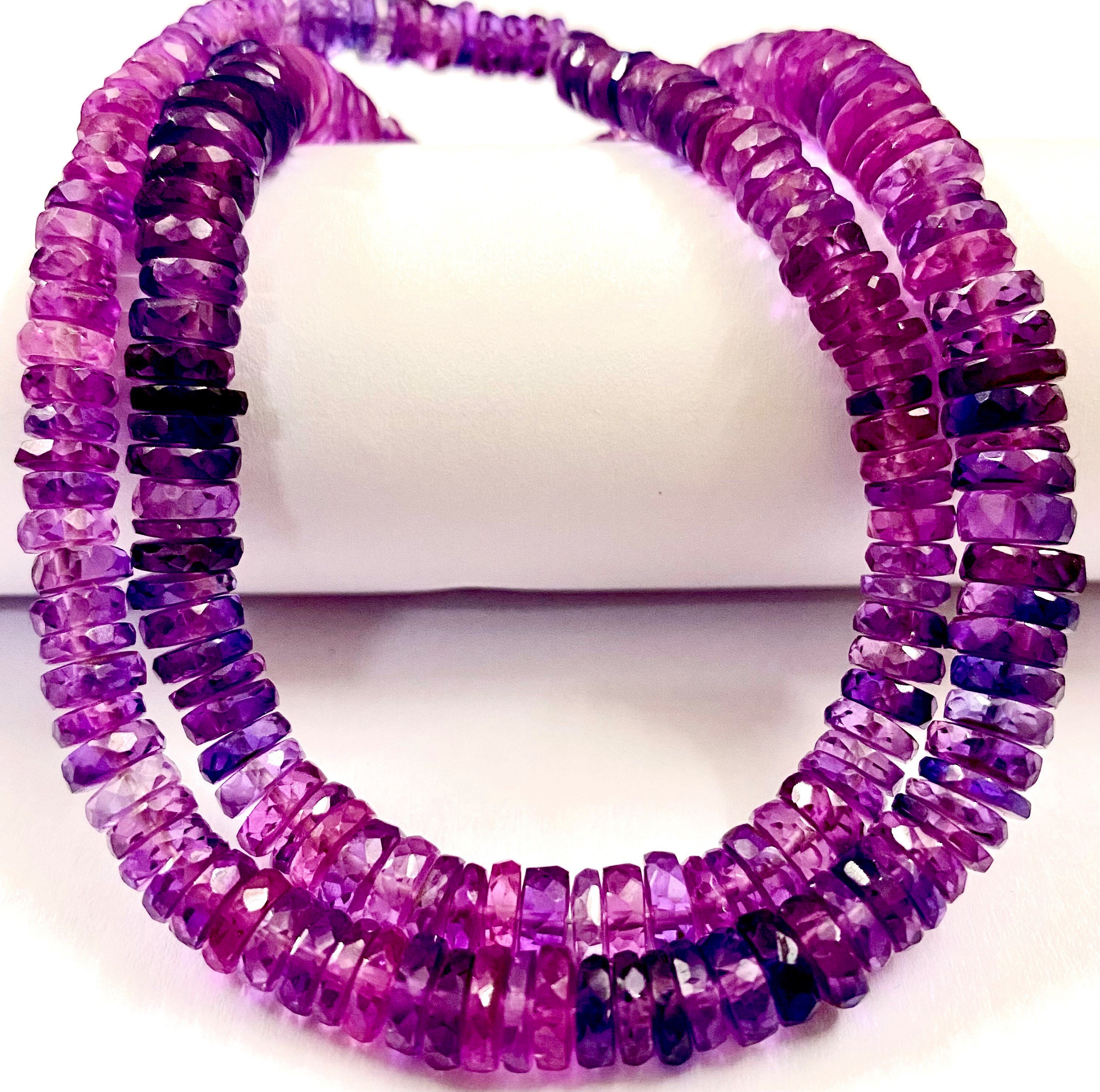 Sparkling~aaa+ Mix Pink Purple Sapphire Gemstone Beads Pinkish Purple Sapphire Faceted Tyre Beads Sparkling Disco Pink Sapphire Jewelry Bead