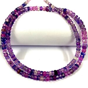 Sparkling~AAA+ Purple-Pink Sapphire Beads 3-4MM Pinkish-Purple Sapphire Faceted Rondelle Beads Pink Sapphire Faceted Gems Beads~Gift For Him