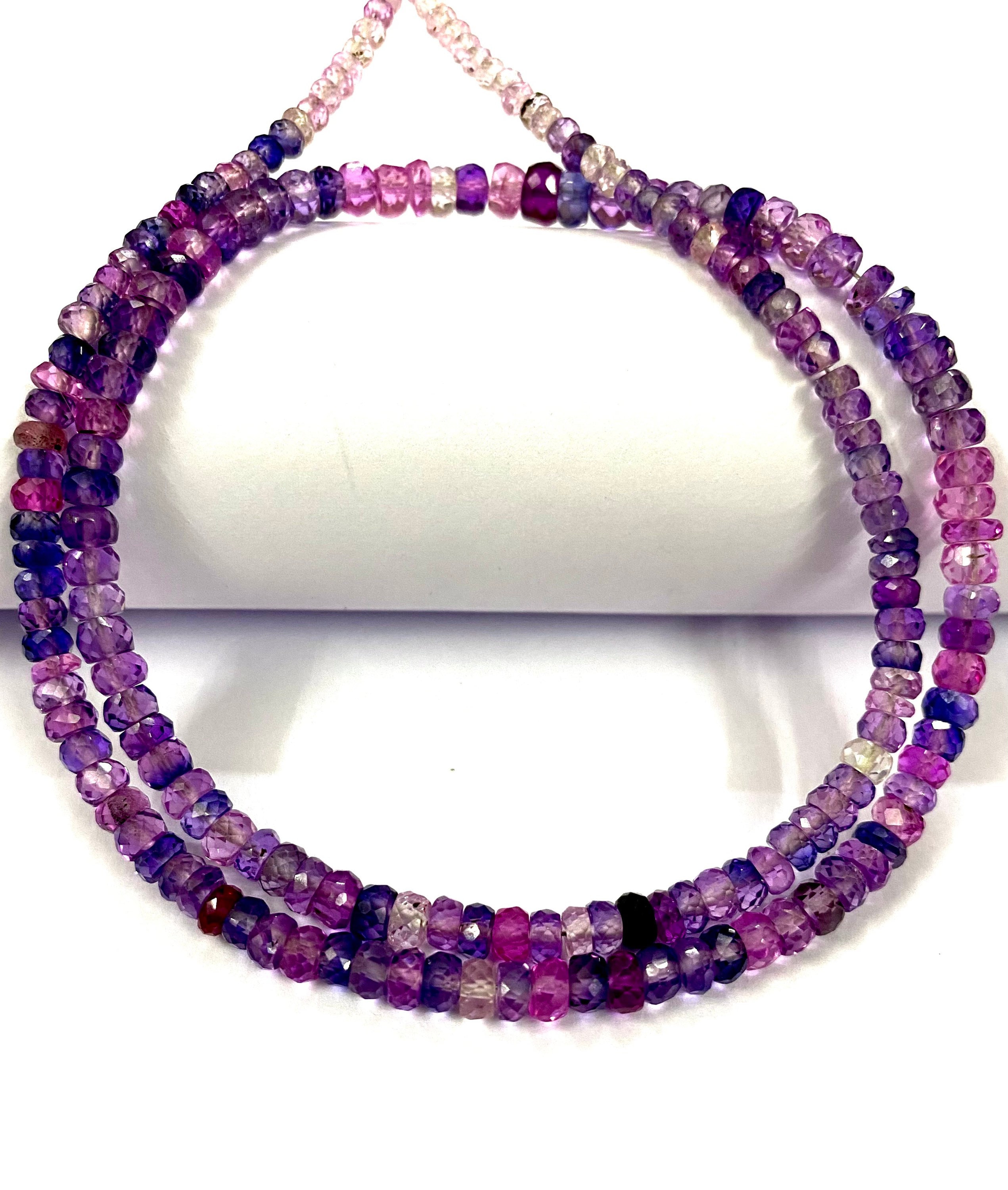 Sparkling~aaa+ Purple-pink Sapphire Beads 3-4mm Pinkish-purple Sapphire Faceted Rondelle Beads Pink Sapphire Faceted Gems Beads~gift For Him