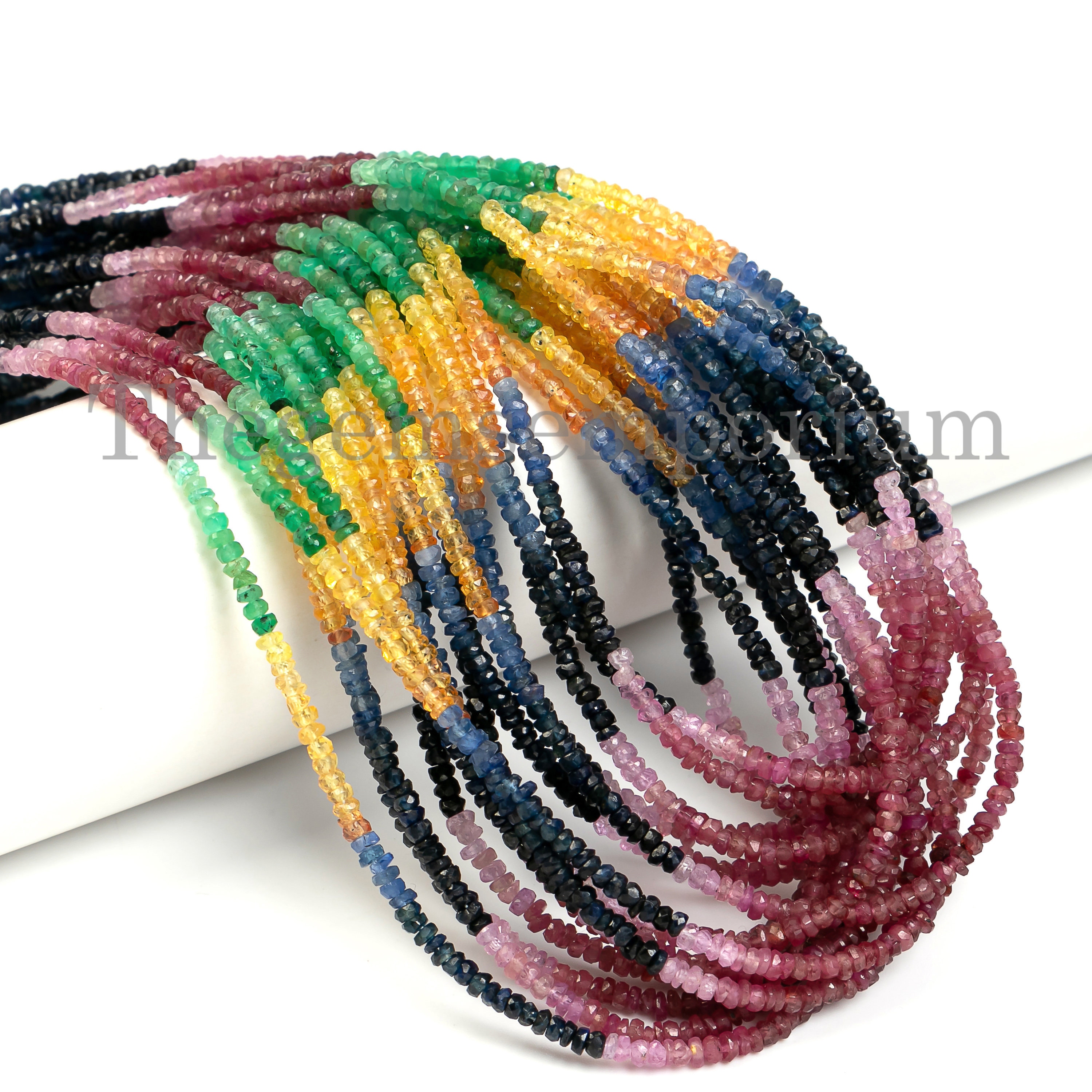 Stunning! Multi Color Precious Stone Faceted Rondelle Beads, Mix Sapphire Multi Precious Beads, Blue Yellow Pink Sapphire Beads, Bulk Supply