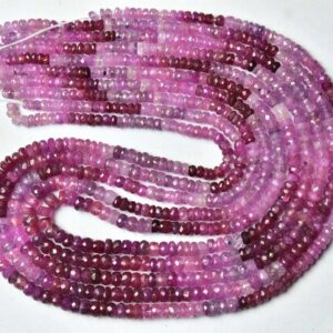 Super Quality Pink Sapphire Rondelle Bead Strand - Natural Faceted Pink Sapphire Rondelle - Size Is 3.5 - 5 Mm #819