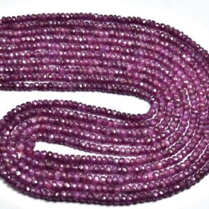 Super Rare Pink Dark Sapphire Rondelle Beads - 15 Inches - Natural Faceted Pink Sapphire Rondelle - Size Is 3 -3.8 Mm #1280