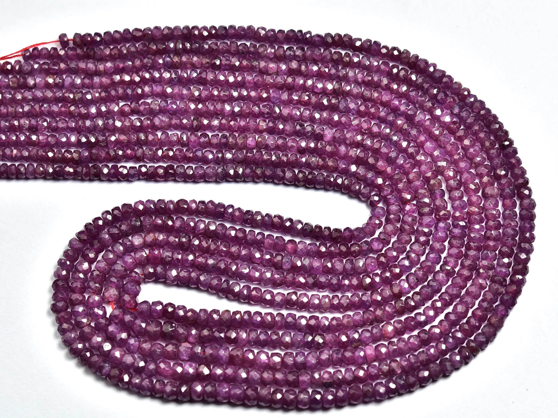 Super Rare Pink Dark Sapphire Rondelle Beads - 15 Inches - Natural Faceted Pink Sapphire Rondelle - Size Is 3 -3.8 Mm #1280