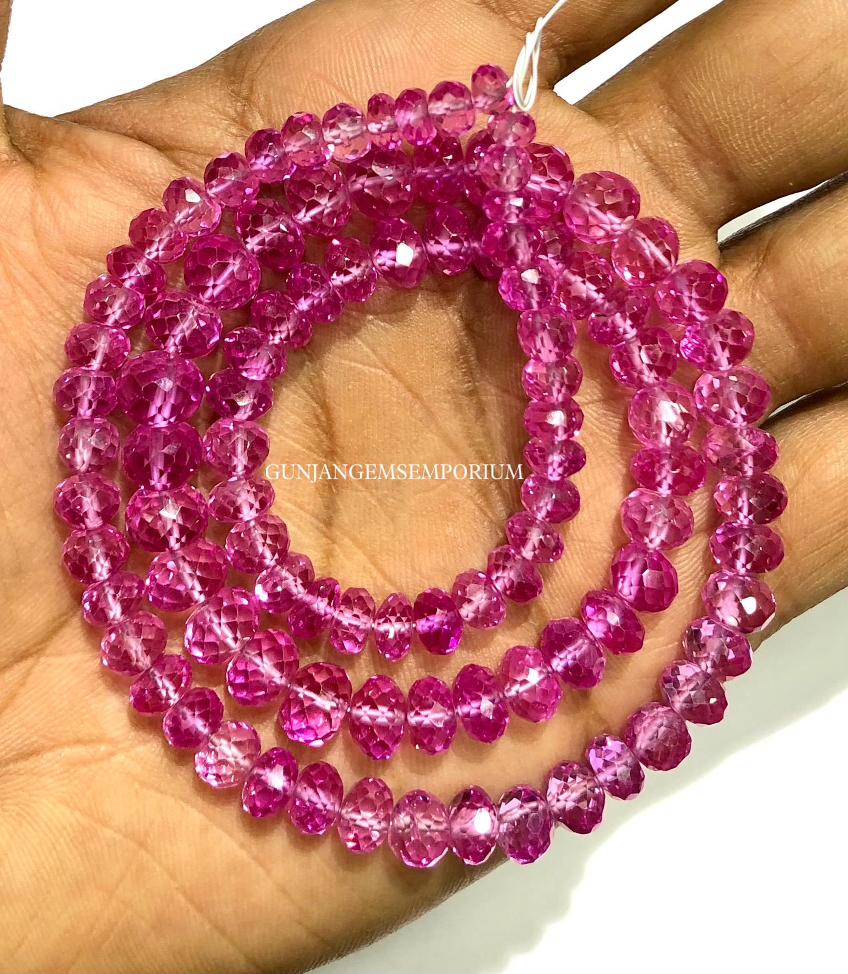Super Sparkly~~aaa+ Quality Baby Pink Sapphire Faceted Rondelle Beads Faceted Pink Sapphire Rondelles 6-8mm Sapphire Beads Sapphire Gemstone