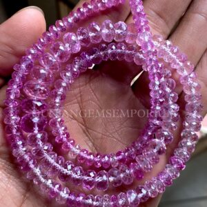 Superb AAA++ Quality Pink Sapphire Rondelle Beads Rose Pink Sapphire Faceted Rondelle Beads Sparkling Light Pink Sapphire Beads Top Quality
