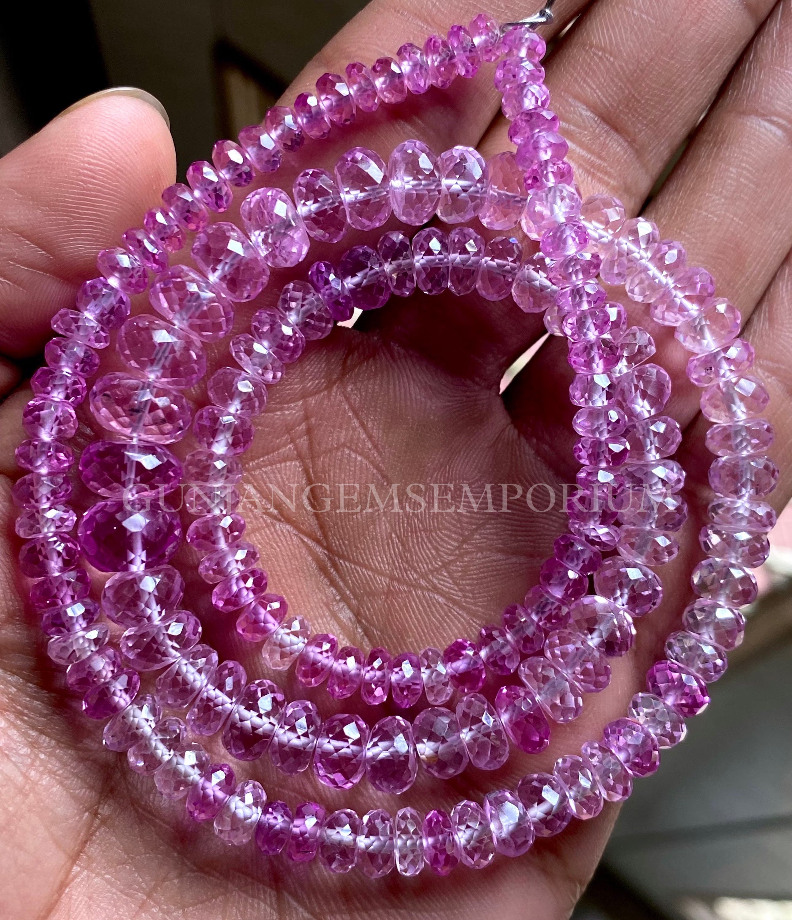 Superb Aaa++ Quality Pink Sapphire Rondelle Beads Rose Pink Sapphire Faceted Rondelle Beads Sparkling Light Pink Sapphire Beads Top Quality