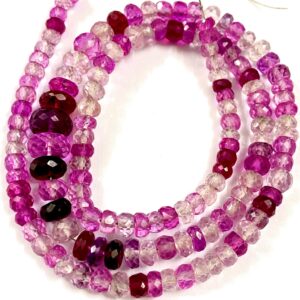 Top Quality Shaded Pink Sapphire Gemstone Beads Sparkling Pink Sapphire Faceted Rondelle Beads Shaded Sapphire Jewelry Beads Wholesale Beads