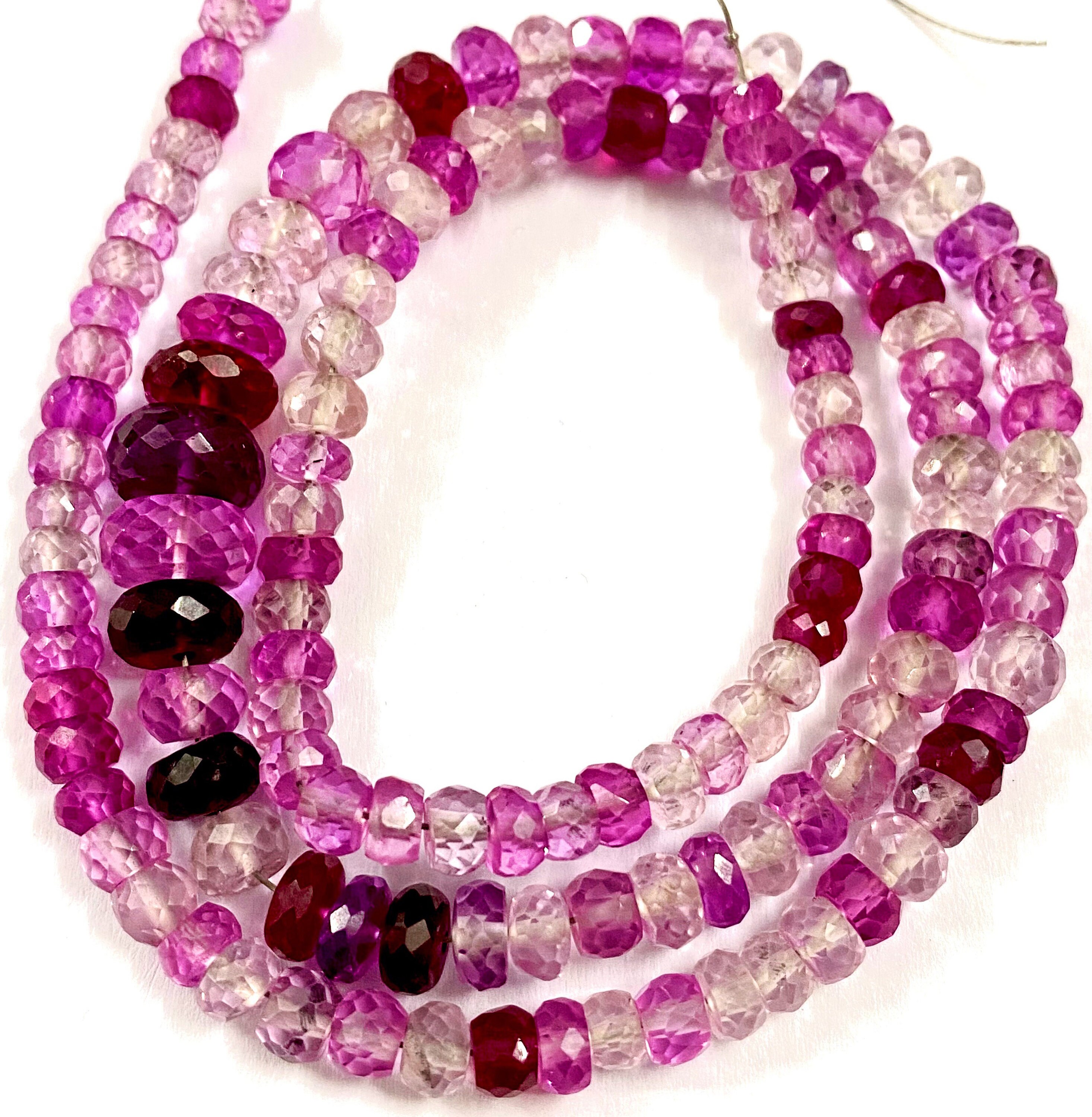 Top Quality Shaded Pink Sapphire Gemstone Beads Sparkling Pink Sapphire Faceted Rondelle Beads Shaded Sapphire Jewelry Beads Wholesale Beads