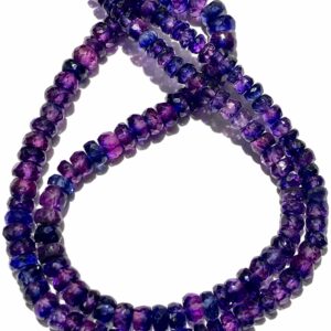 Very Rare AAA+ Pinkish~Purple Sapphire Faceted Beads 4mm-6mm Pinkish~Purple Sapphire Faceted Rondelle Beads 18” Pink Sapphire Gemstone Beads