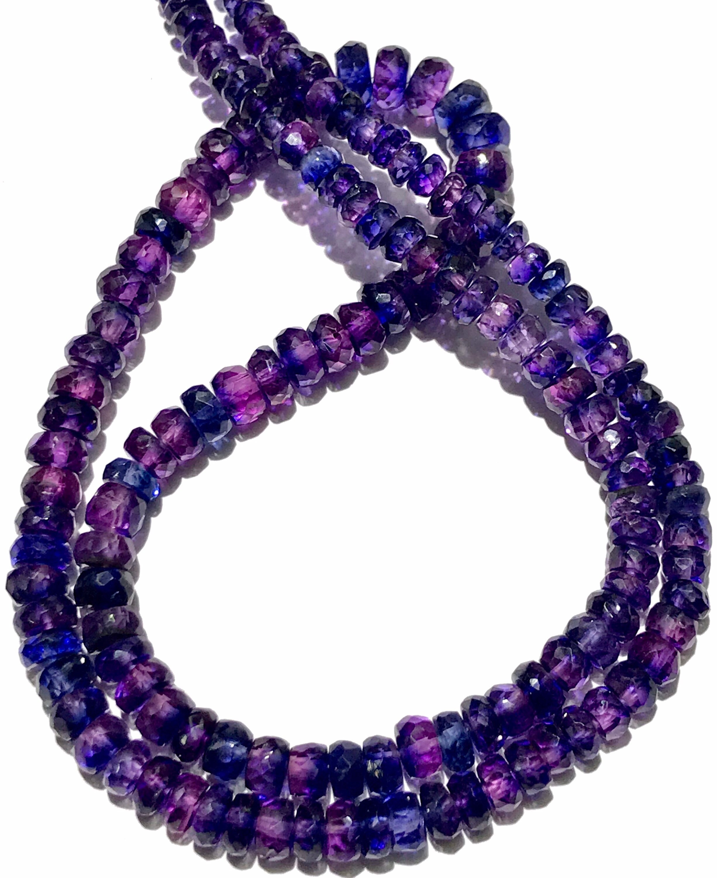 Very Rare Aaa+ Pinkish~purple Sapphire Faceted Beads 4mm-6mm Pinkish~purple Sapphire Faceted Rondelle Beads 18” Pink Sapphire Gemstone Beads