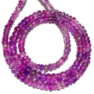 Very Rare AAA+ Pinkish~Purple Sapphire Faceted Beads Natural 4-6MM Pinkish~Purple Sapphire Faceted Rondelle Beads 18” Pink Sapphire Gem Bead