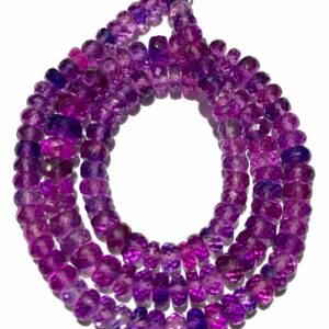 Very Rare AAA+ Pinkish~Purple Sapphire Faceted Beads 5-7 MM Pinkish~Purple Sapphire Faceted Rondelle Beads 18” Pink Sapphire Gemstone Beads