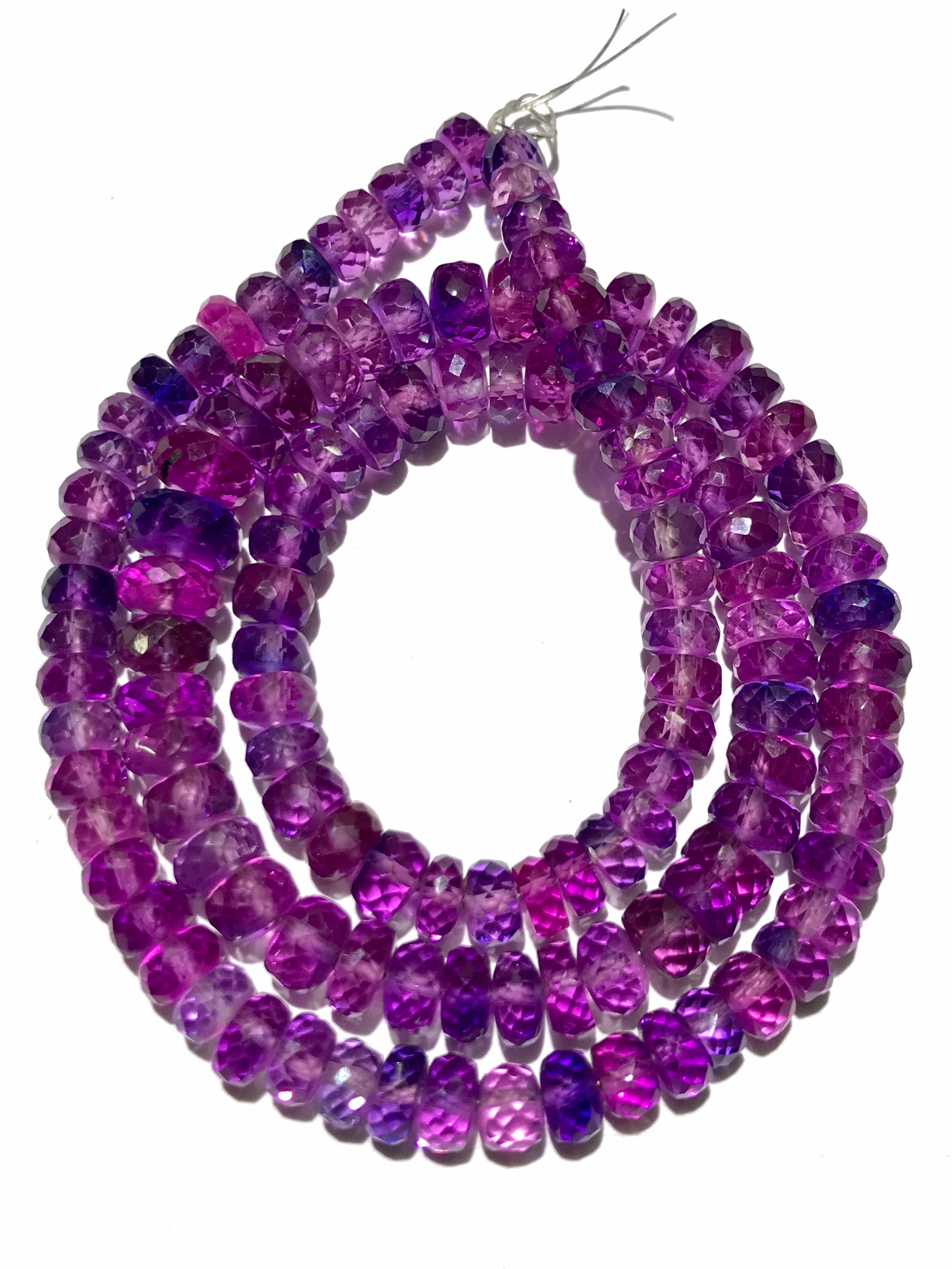 Very Rare Aaa+ Pinkish~purple Sapphire Faceted Beads 5-7 Mm Pinkish~purple Sapphire Faceted Rondelle Beads 18” Pink Sapphire Gemstone Beads