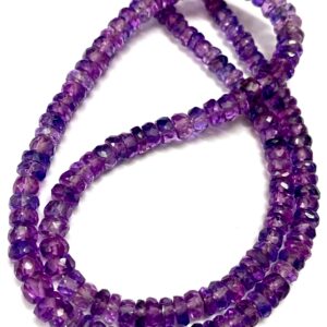 Very Rare AAA+ Pinkish~Purple Sapphire Faceted Beads 4mm-6mm Pinkish~Purple Sapphire Faceted Rondelle Beads 18” Pink Sapphire Gemstone Beads