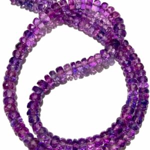 Very Rare AAA+ Pinkish~Purple Sapphire Faceted Beads 4mm-6mm Pinkish~Purple Sapphire Faceted Rondelle Beads 18” Pink Sapphire Gemstone Beads