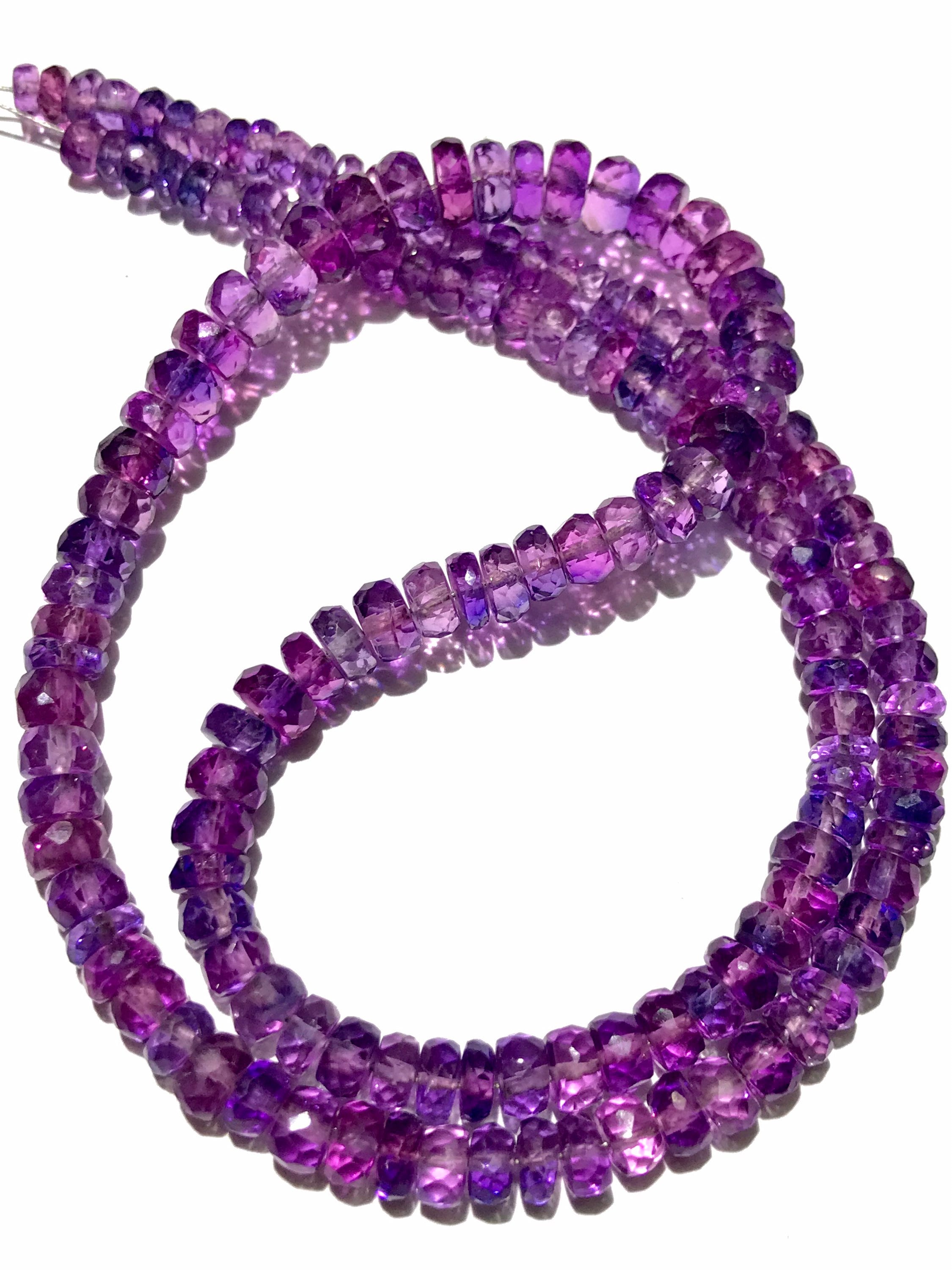 Very Rare Aaa+ Pinkish~purple Sapphire Faceted Beads 4mm-6mm Pinkish~purple Sapphire Faceted Rondelle Beads 18” Pink Sapphire Gemstone Beads
