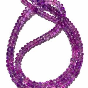 Very Rare AAA+ Pinkish~Purple Sapphire Faceted Beads 4mm-6mm Pinkish~Purple Sapphire Faceted Rondelle Beads 18” Pink Sapphire Gemstone Beads