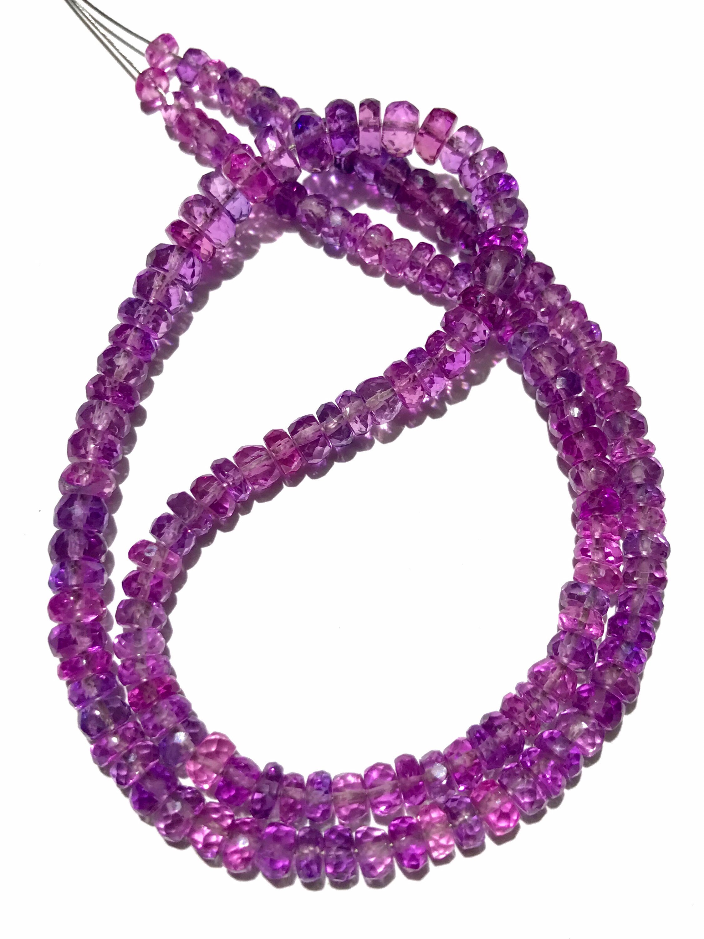 Very Rare Aaa+ Pinkish~purple Sapphire Faceted Beads 4mm-6mm Pinkish~purple Sapphire Faceted Rondelle Beads 18” Pink Sapphire Gemstone Beads