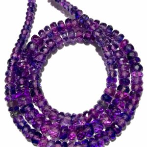 Very Rare AAA+ Pinkish~Purple Sapphire Faceted Beads 4mm-6mm Pinkish~Purple Sapphire Faceted Rondelle Beads 18” Pink Sapphire Gemstone Beads