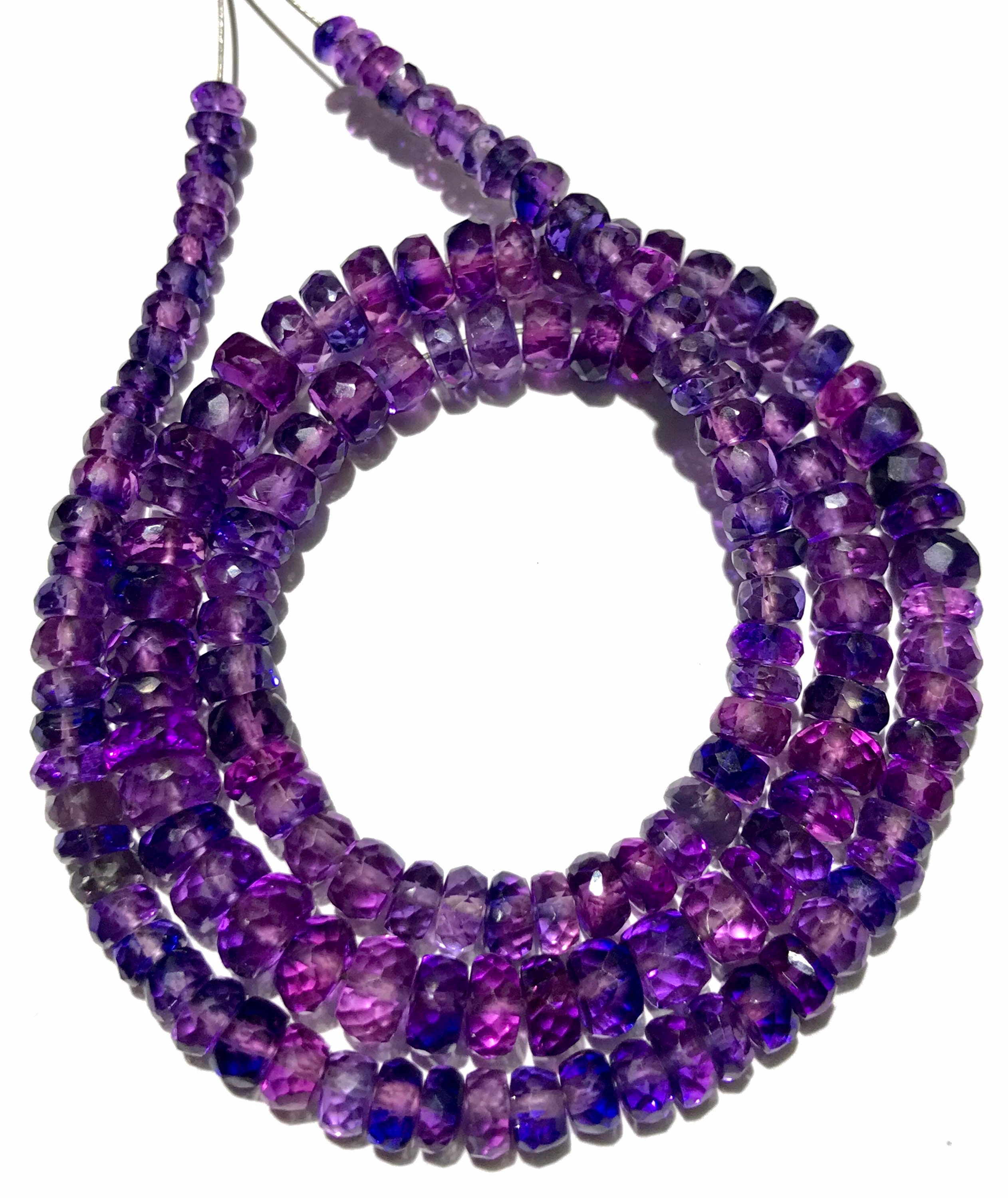 Very Rare Aaa+ Pinkish~purple Sapphire Faceted Beads 4mm-6mm Pinkish~purple Sapphire Faceted Rondelle Beads 18” Pink Sapphire Gemstone Beads