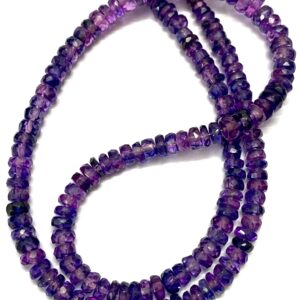 Very Rare AAA+ Pinkish~Purple Sapphire Faceted Beads 4mm-6mm Pinkish~Purple Sapphire Faceted Rondelle Beads 18” Pink Sapphire Gemstone Beads