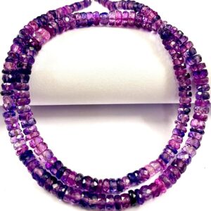 Very Rare AAA++ Pinkish~Purple Sapphire Faceted Beads 5-6mm Pinkish~Purple Sapphire Faceted Rondelle Beads 19” Pink Sapphire Gemstone Beads