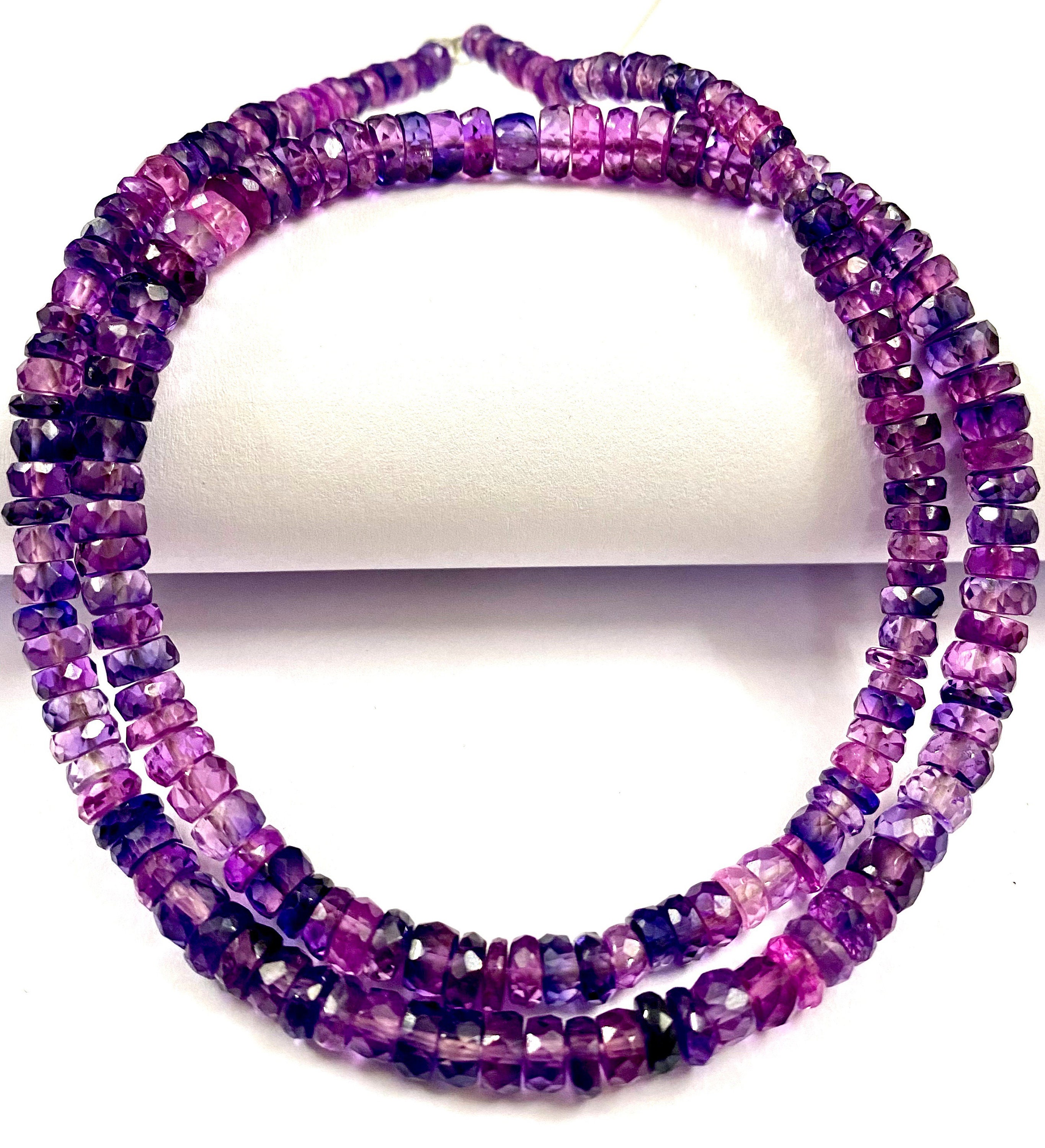 Very Rare Aaa++ Pinkish~purple Sapphire Faceted Beads 5-6mm Pinkish~purple Sapphire Faceted Rondelle Beads 19” Pink Sapphire Gemstone Beads