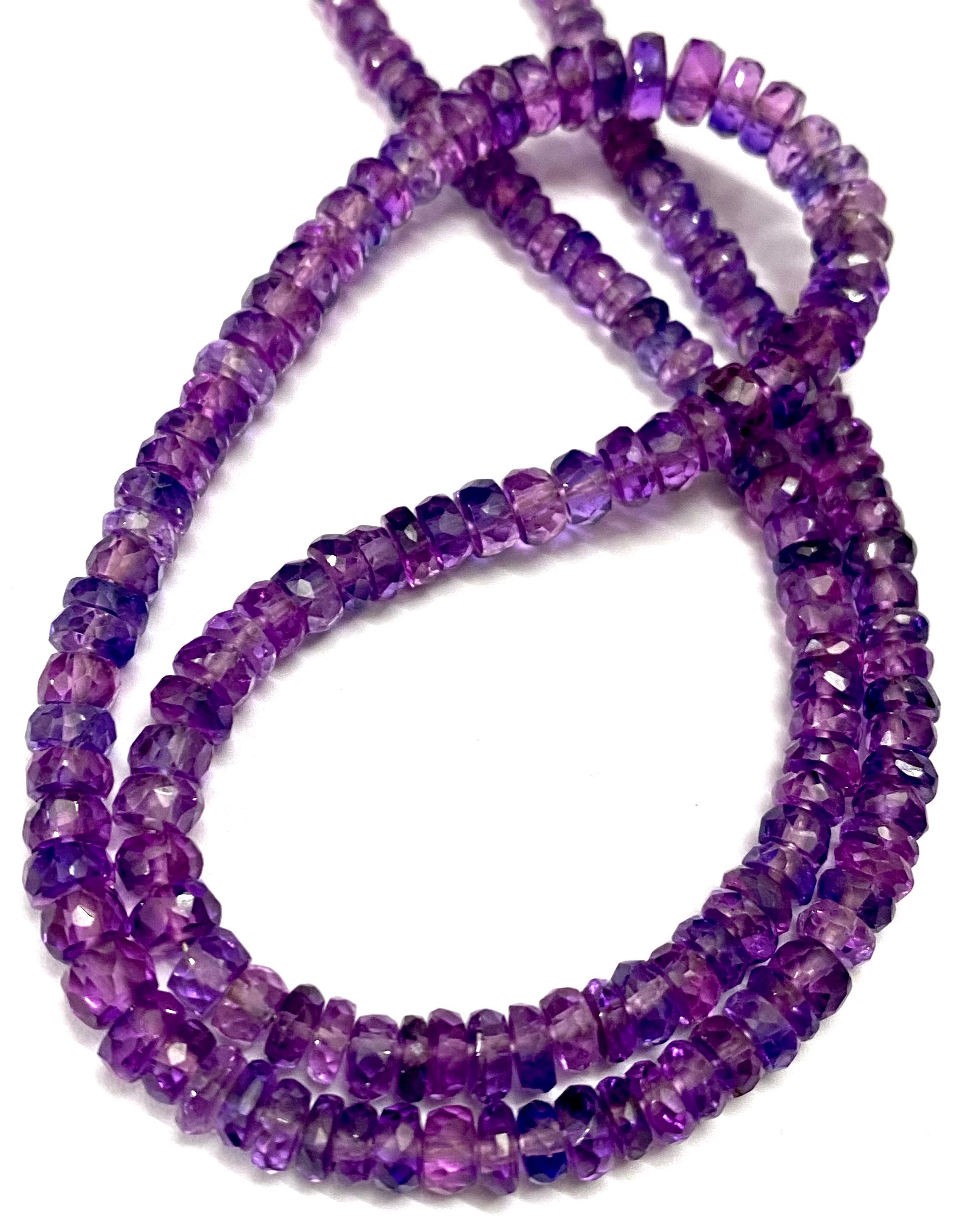 Very Rare Aaa+ Pinkish~purple Sapphire Faceted Beads 4mm-6mm Pinkish~purple Sapphire Faceted Rondelle Beads 18” Pink Sapphire Gemstone Beads