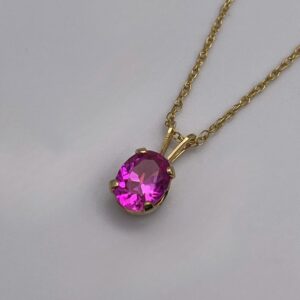 1.5ct Oval Pink Sapphire Necklace: 14k Yellow Gold Filled Or Sterling Silver 1.5ct Oval Pink Sapphire Necklace: 14k Yellow Gold Filled Or Sterling Silver
