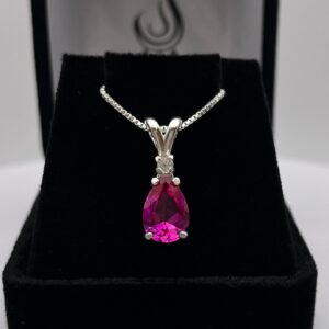 2.5ct Lab Grown Pink Sapphire Necklace With Accent Valentine Jewelry Gift 2.5ct Lab Grown Pink Sapphire Necklace With Accent Valentine Jewelry Gift