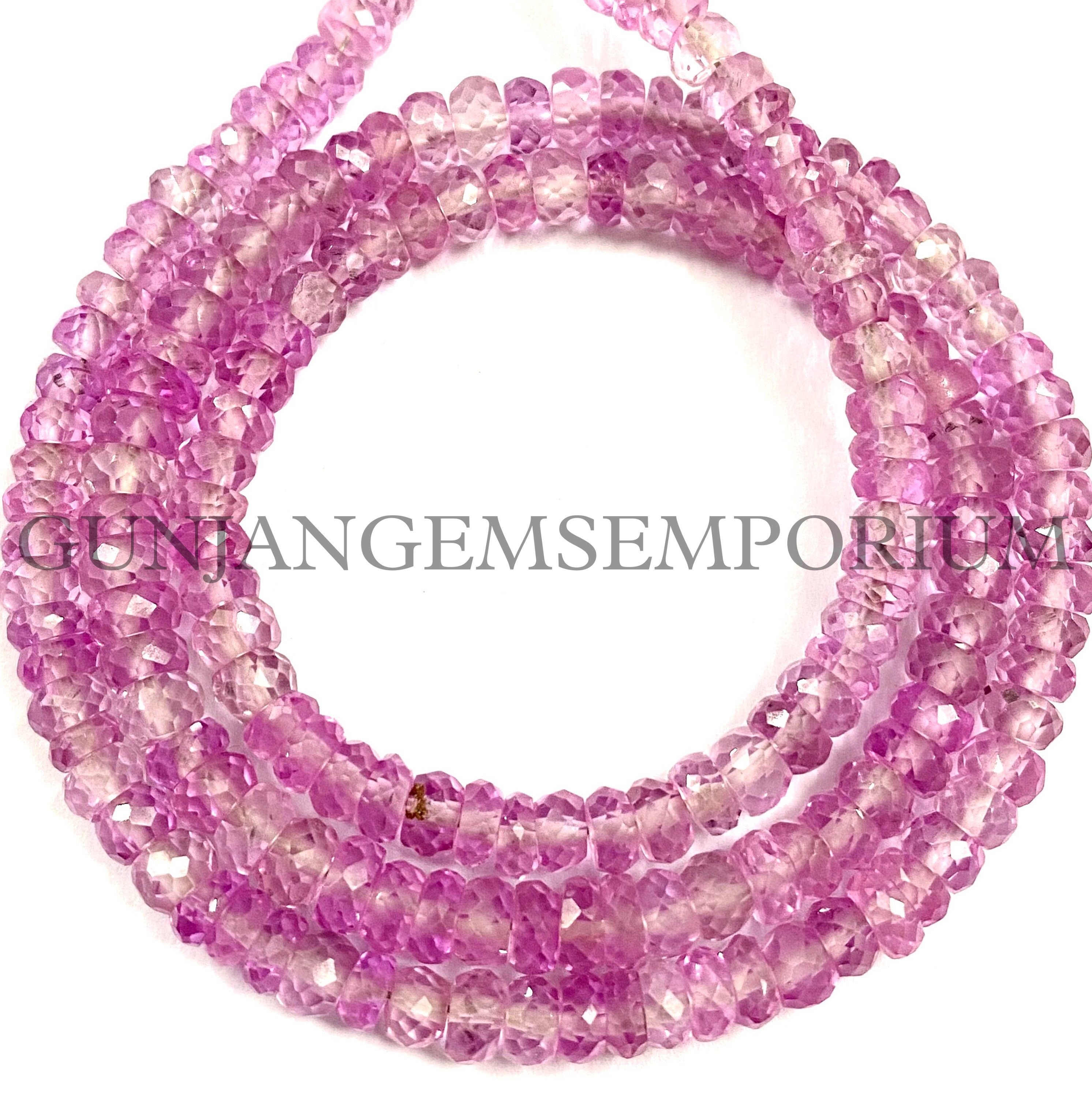 Aaa+ Baby Pink Sapphire Gemstone Beads 4-5 Light Pink Sapphire Faceted Rondelle Beads 18” Beautiful Pink Sapphire Necklace Sapphire Jewel