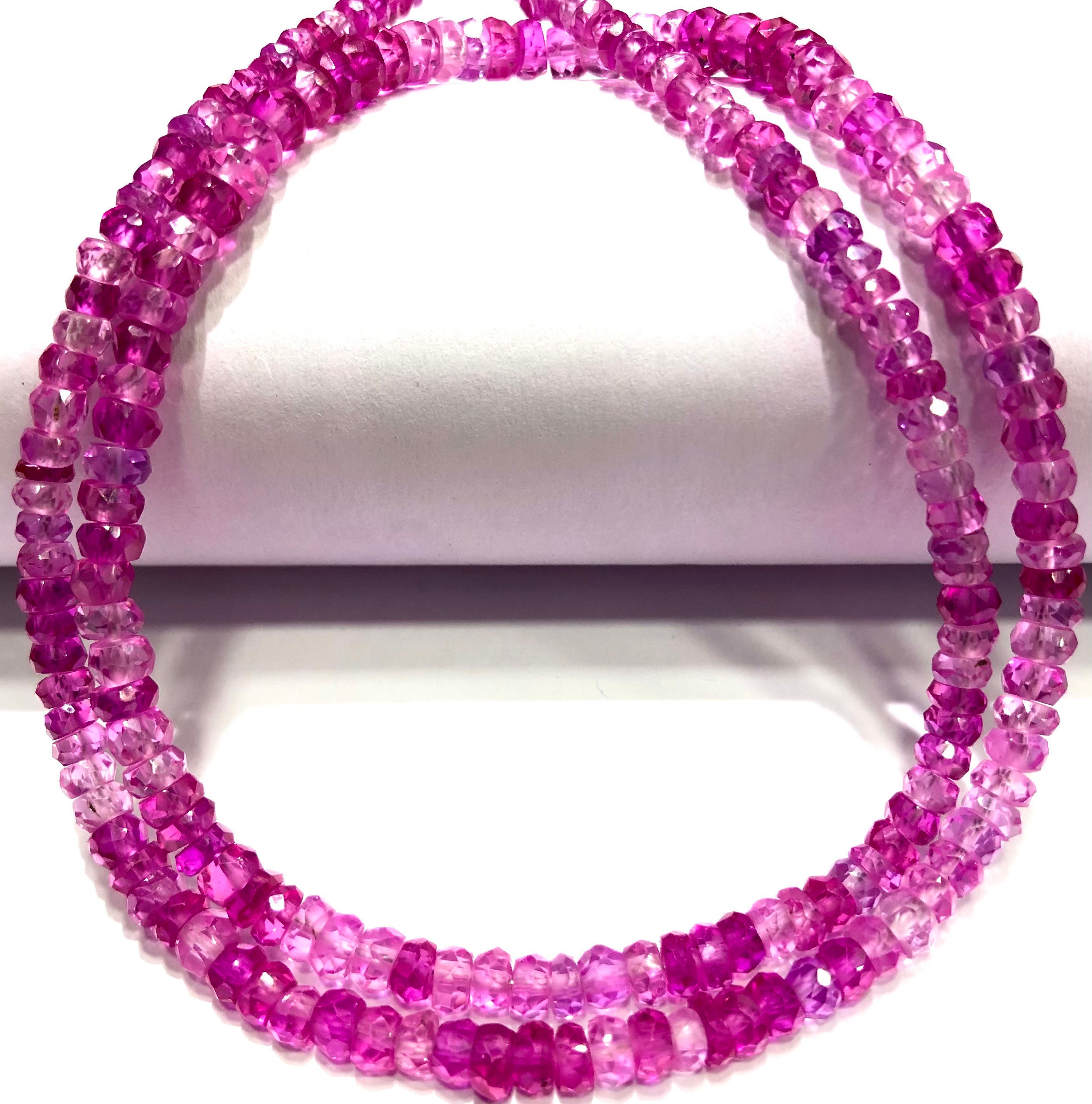 Aaa+ Gorgeous~~pink Sapphire Faceted Rondelle Beads 4-5mm Pink Sapphire Gemstone Beads Pink Sapphire Necklace Wholesale Sapphire Jewellery