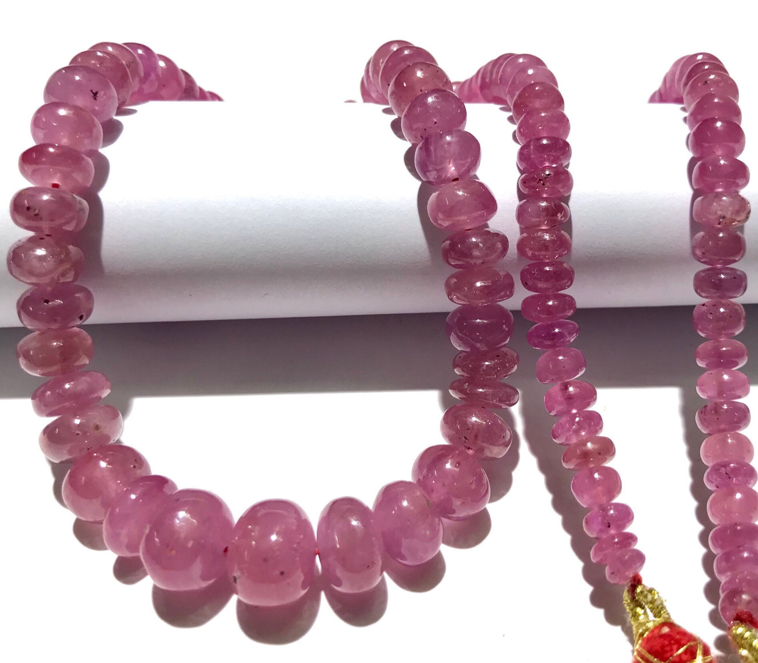 Aaa+ Natural Pink Sapphire Smooth Rondelle Beads Beautiful Pink Sapphire 6mm-10mm Rondelle Beads Pink Sapphire Smooth Beads 20 Inch Necklace