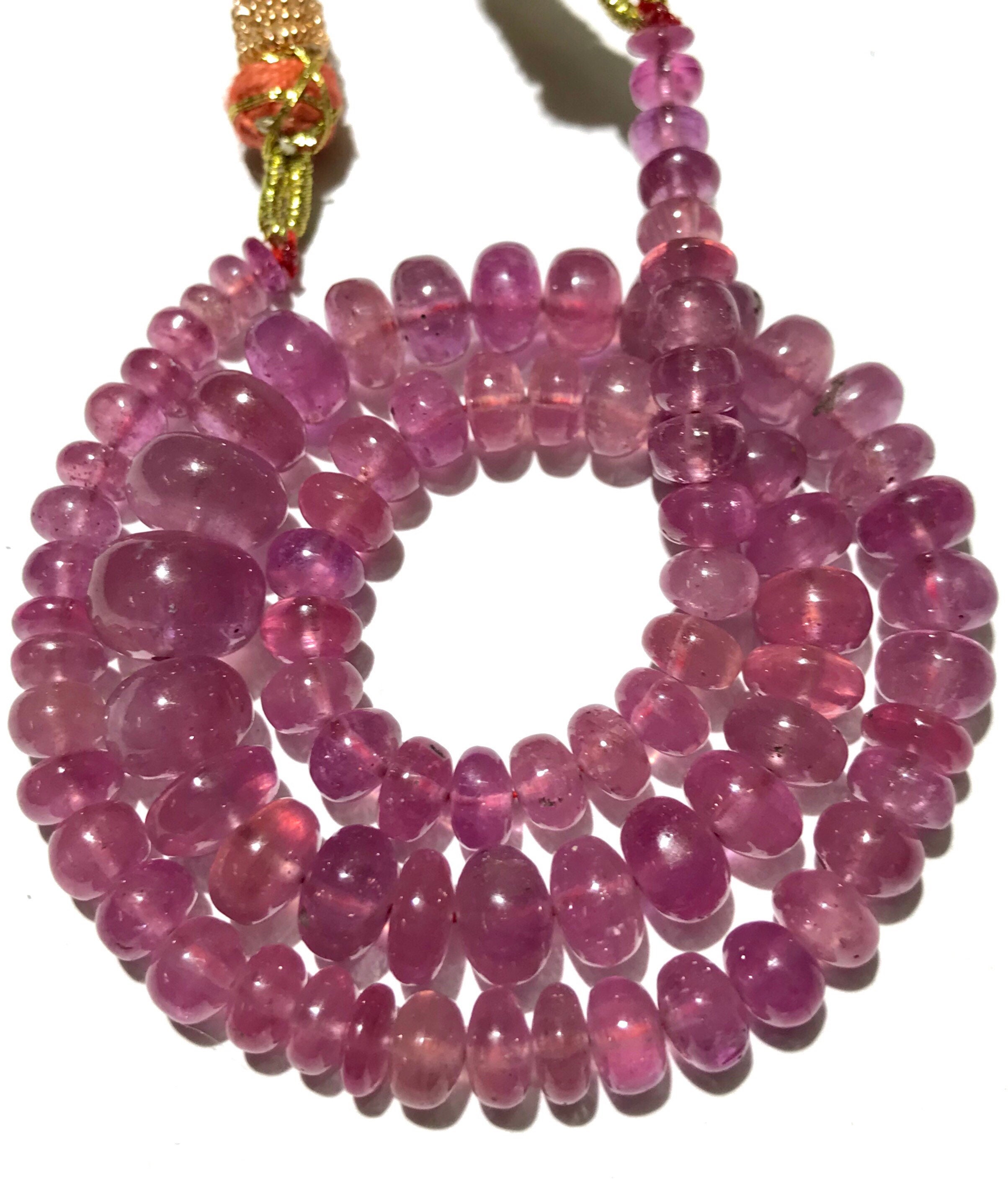 Aaa+ Natural Pink Sapphire Smooth Rondelle Beads Beautiful Pink Sapphire 6mm-11mm Rondelle Beads Pink Sapphire Smooth Beads 17 Inch Necklace