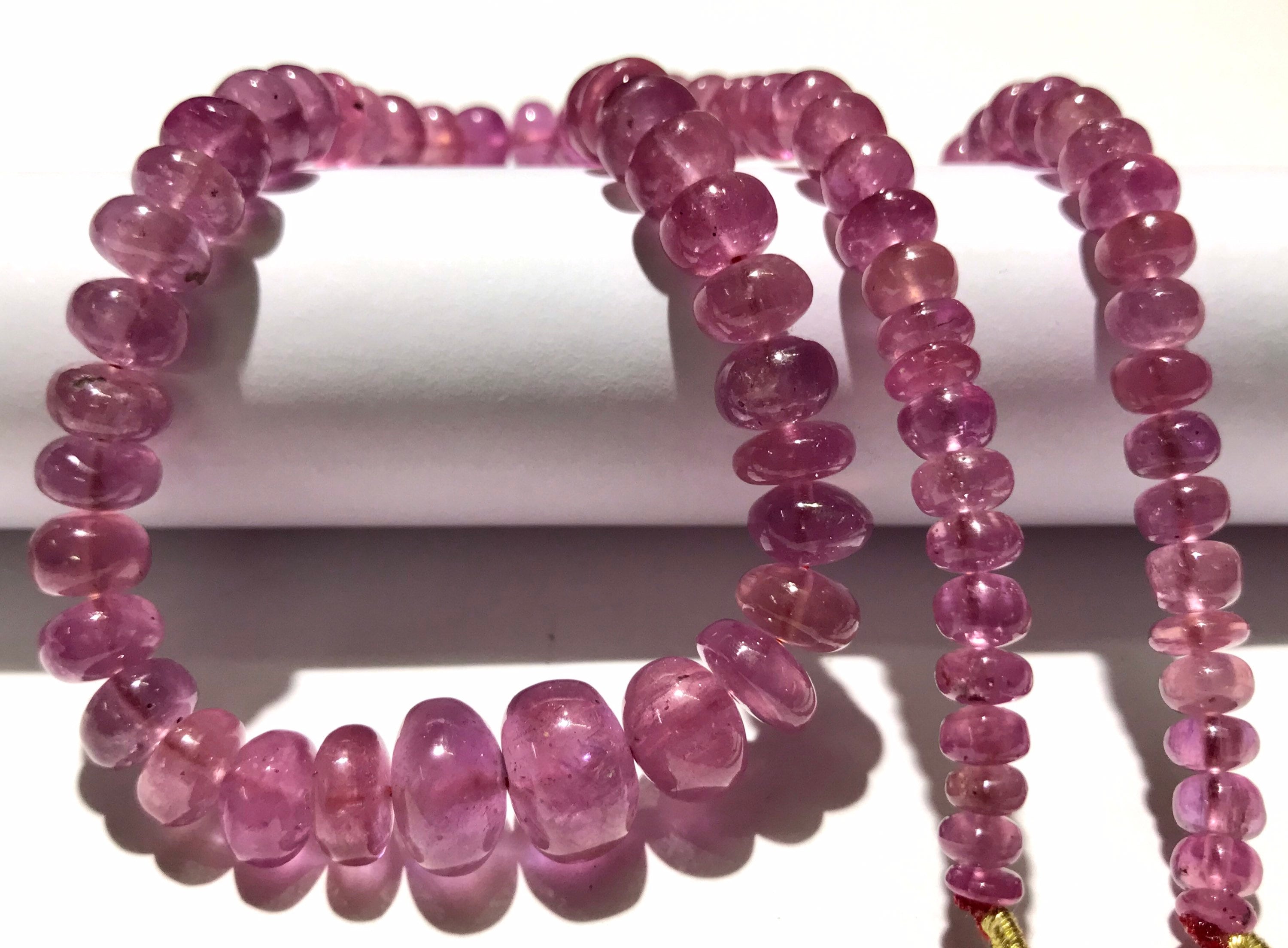 Aaa+ Natural Pink Sapphire Smooth Rondelle Beads Beautiful Pink Sapphire 5mm-10mm Rondelle Beads Pink Sapphire Smooth Beads 16 Inch Necklace