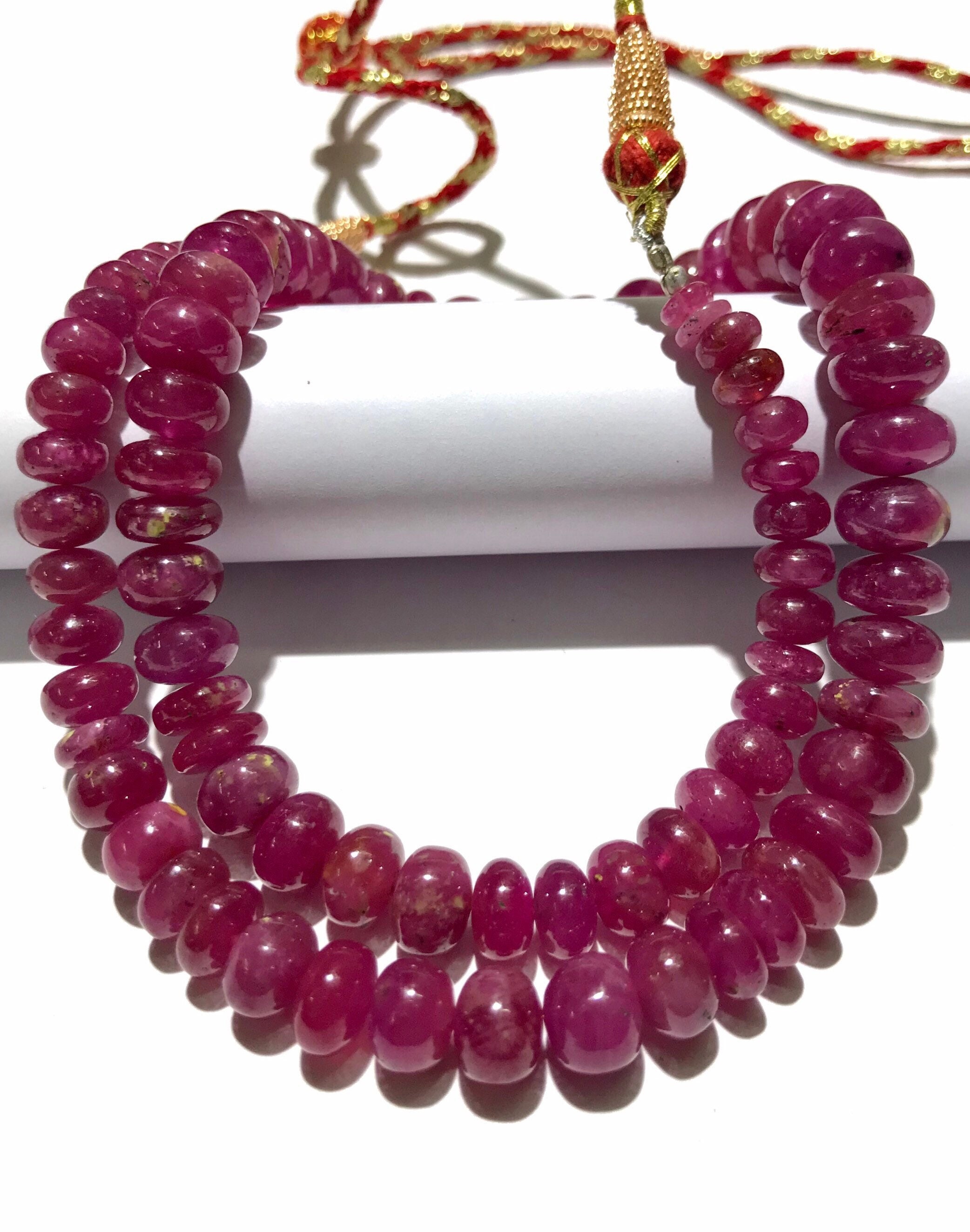 Aaa+ Natural Pink Sapphire Smooth Rondelle Beads Rare Dark Pink Sapphire 7mm-11mm Rondelle Beads Pink Sapphire Smooth Beads 19 Inch Necklace